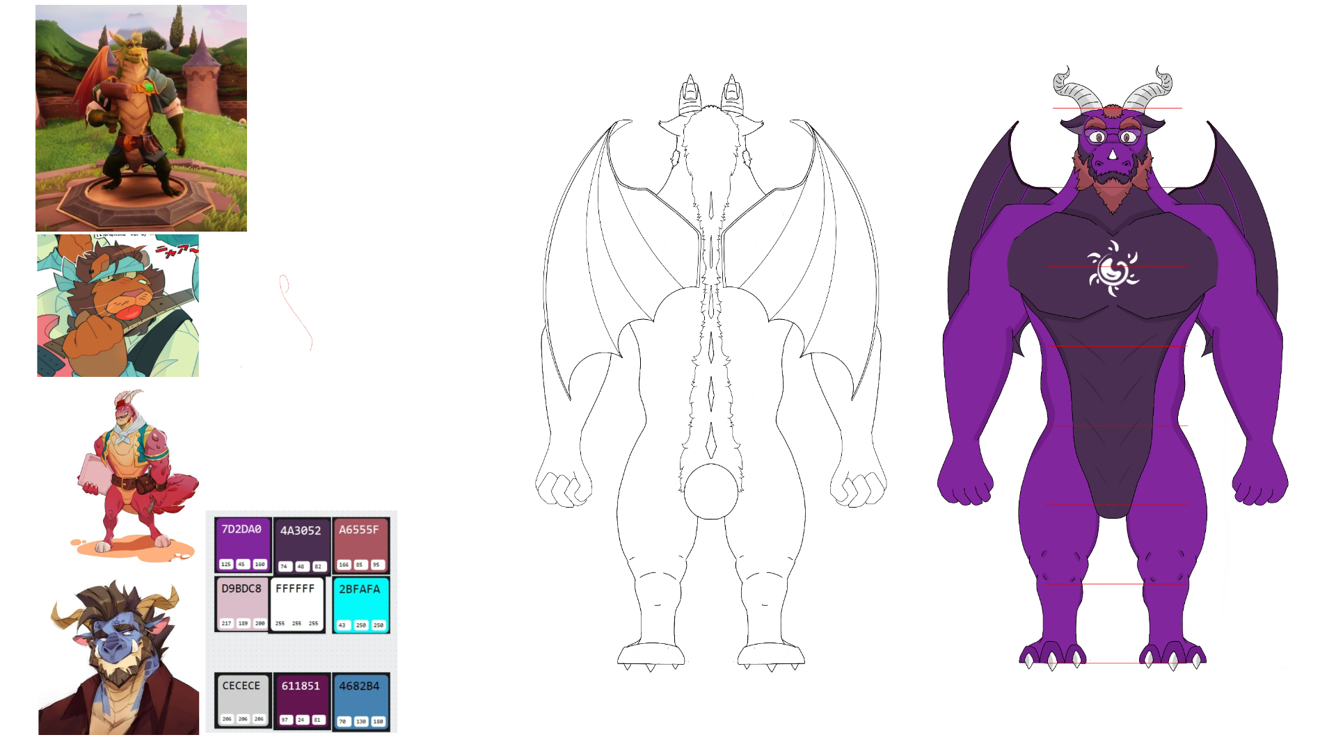 Mapa de proporciones y vista trasera